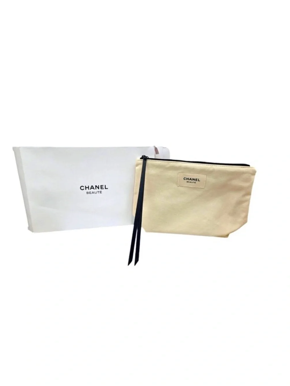 CHANEL Beaute Canvas Cosmetic Pouch + Mirror Set NWT